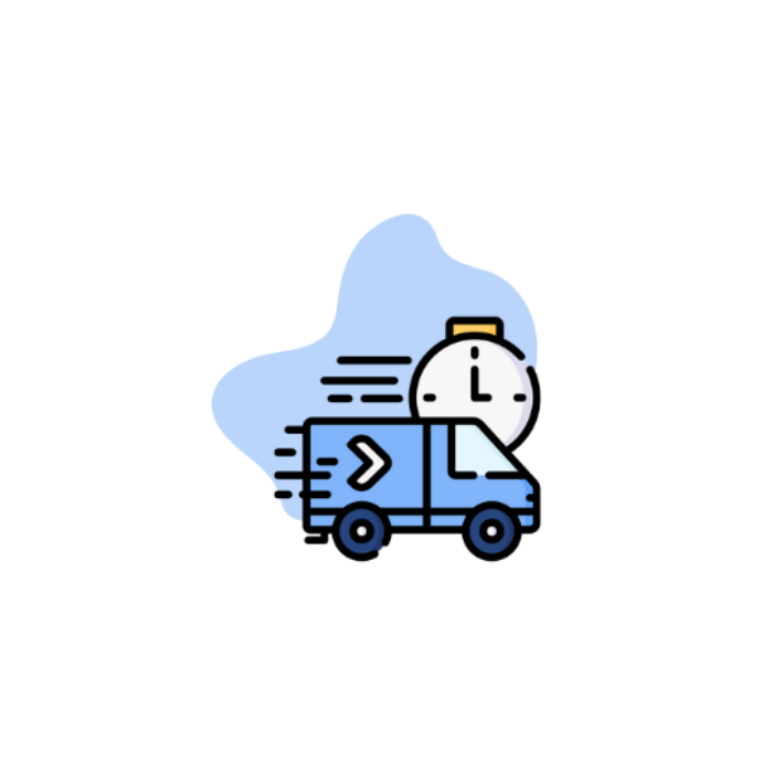 Icon of a delivery truck with a clock, symbolizing time-sensitive shipping.